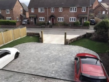 Block Paved Driveway with Sleeper Border