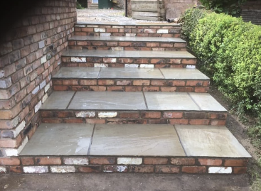 Sandstone Patio & Raised Brick Wall