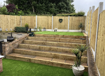 Raised Sleeper Lawn & Feature Steps