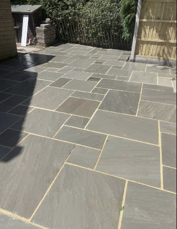 Riven Sandstone Patio & Shed Area
