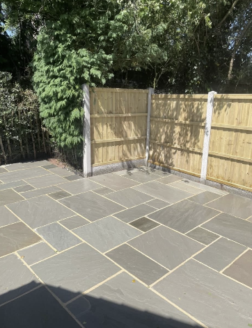 Grey Sandstone Corner Patio